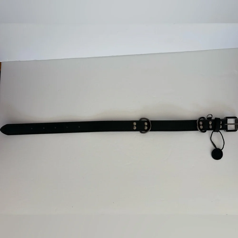 Vegan Leather NWT $48 Punk Rock Dog Collar Black Silver Studded Grommets XL